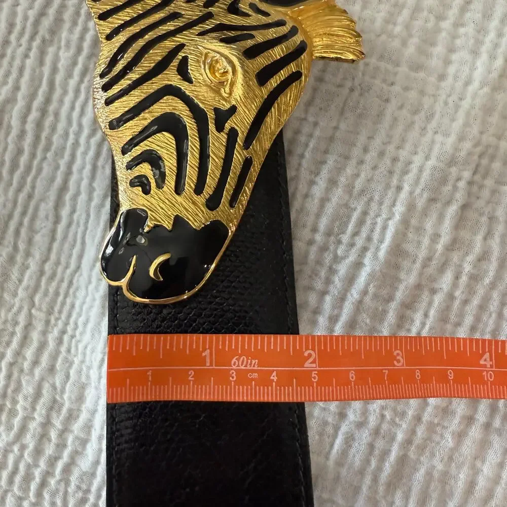 Dotty Smith Belt Size 28 - 32 Genuine Snake Belt Large Zebra Head Buckle - Picture 9 of 12